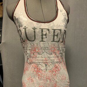 Rufen Brand - White tank top with Red and Silver graphics - Size M